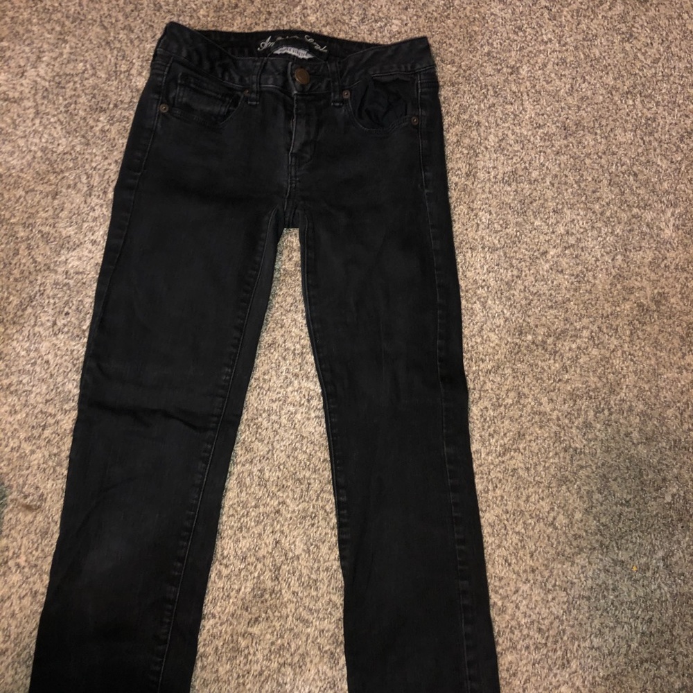 american eagle black super stretch jeans